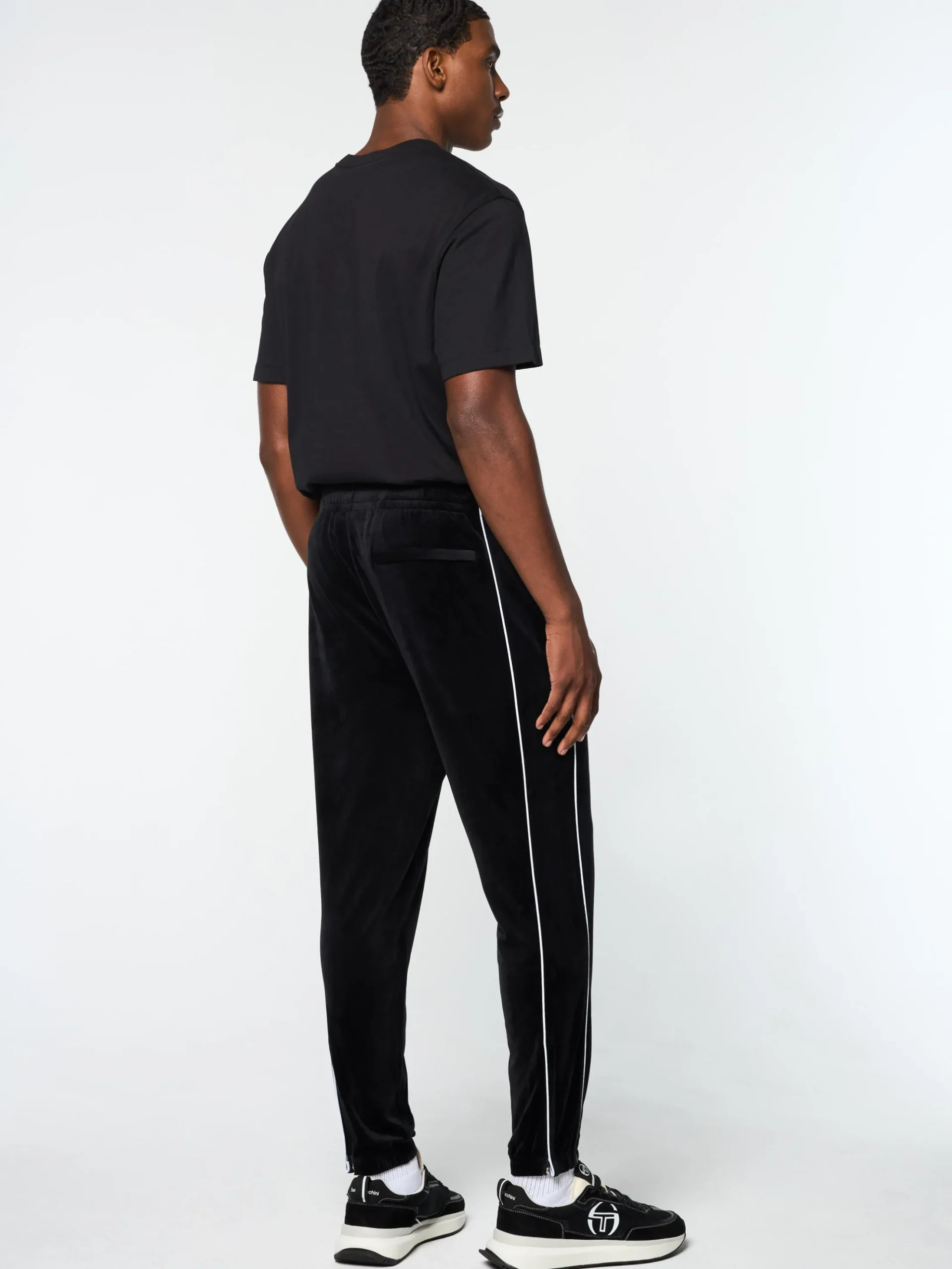 Sergio Tacchini Lioni Velour Track Pant- BLACK BEAUTY New