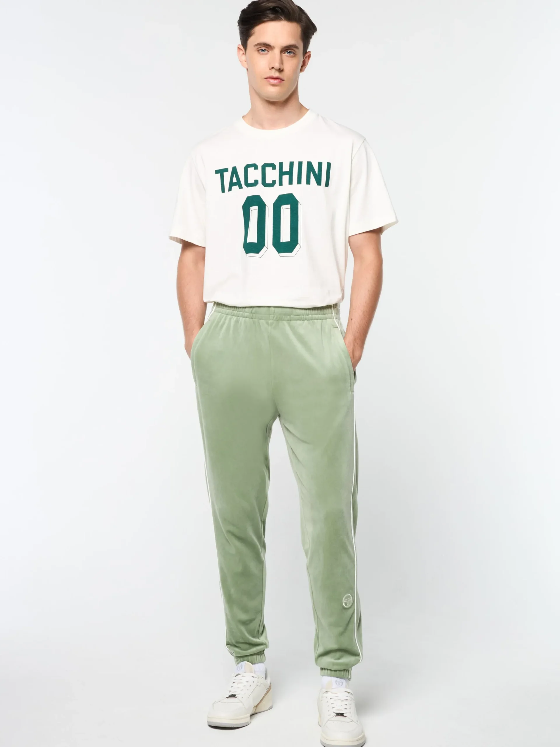 Sergio Tacchini Lioni Velour Track Pant- HEDGE GREEN New