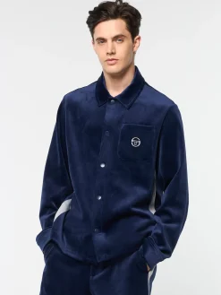 Sergio Tacchini Maglia Velour Overshirt- MARITIME BLUE New