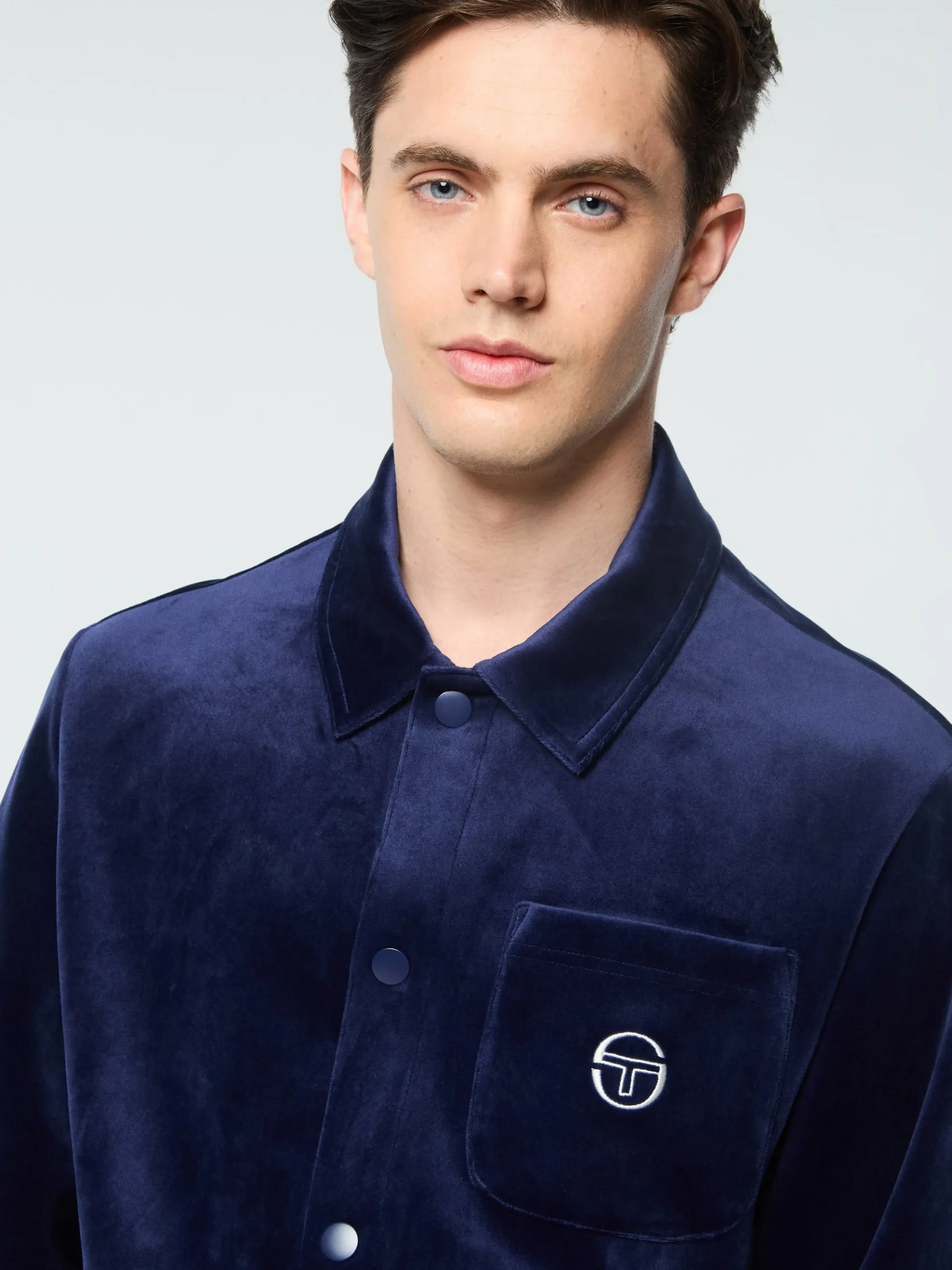 Sergio Tacchini Maglia Velour Overshirt- MARITIME BLUE New