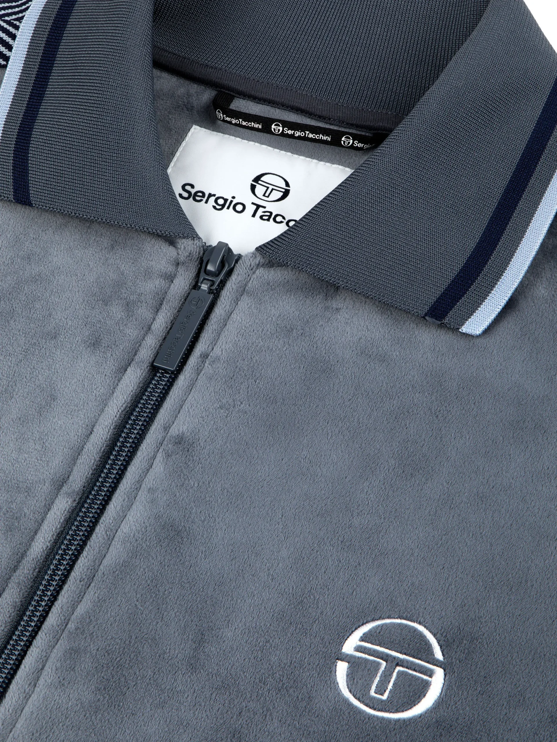 Sergio Tacchini Maglia Velour Track Jacket- GRISAILLE New