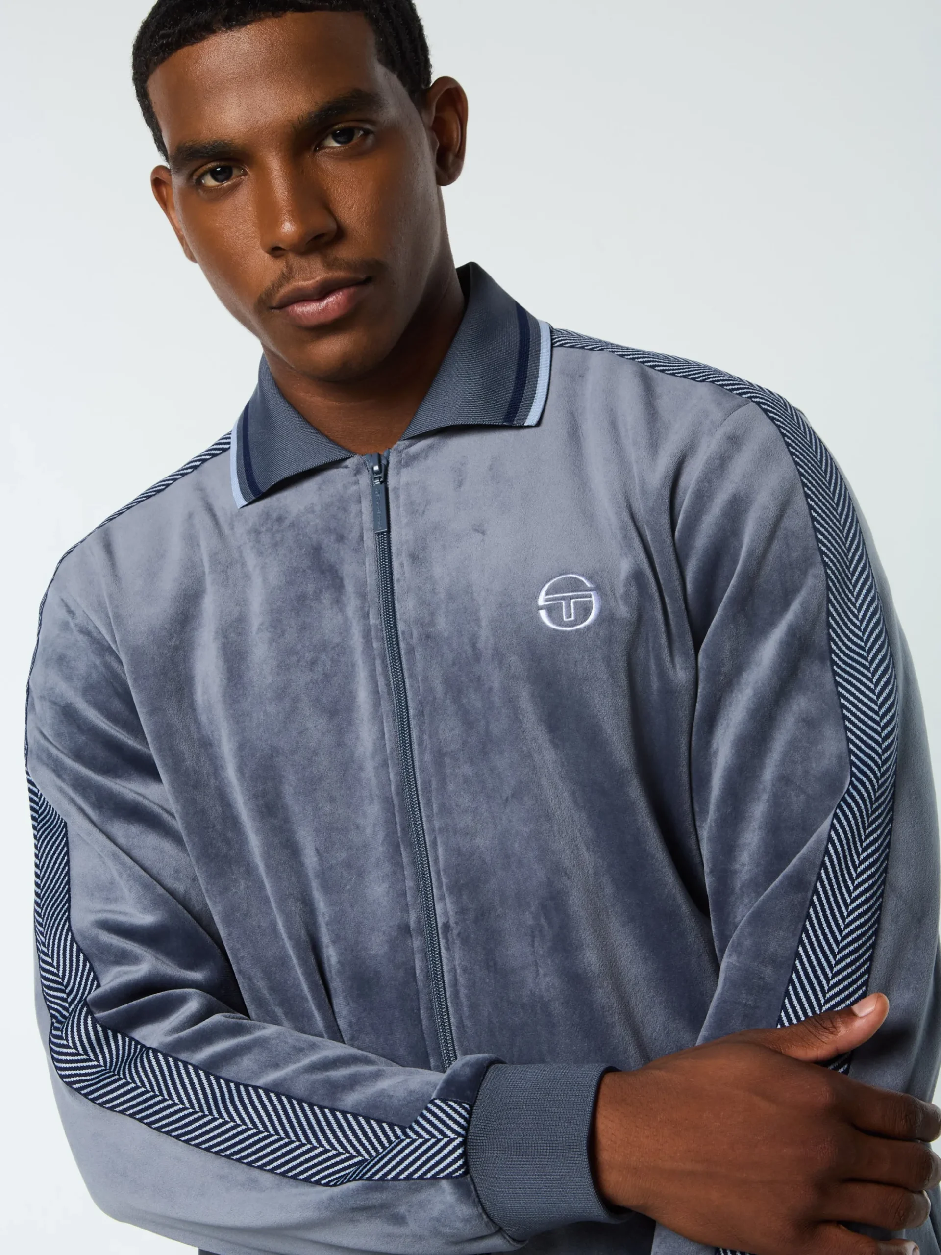 Sergio Tacchini Maglia Velour Track Jacket- GRISAILLE New