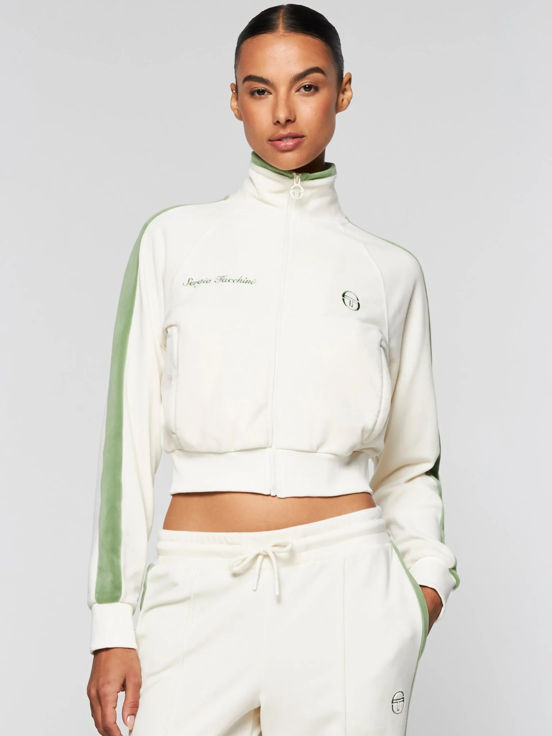 Sergio Tacchini Miss Carlotta Velour Track Jacket- GARDENIA Best