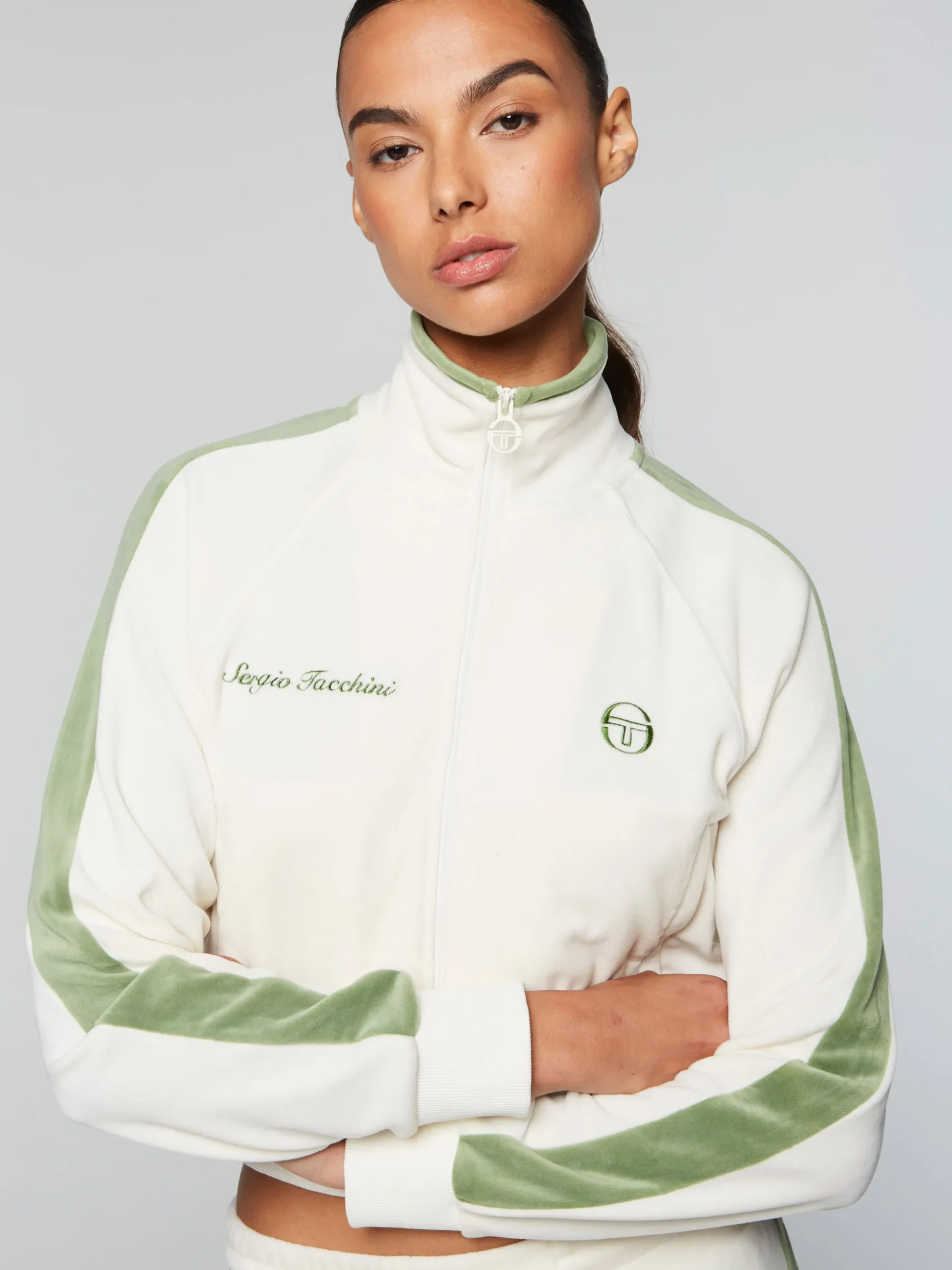 Sergio Tacchini Miss Carlotta Velour Track Jacket- GARDENIA Best