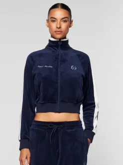 Sergio Tacchini Miss Carlotta Velour Track Jacket- MARITIME BLUE Hot