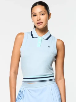 Sergio Tacchini Noale Cropped Tennis Polo- CELESTIAL BLUE Clearance