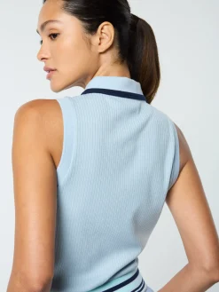 Sergio Tacchini Noale Cropped Tennis Polo- CELESTIAL BLUE Clearance