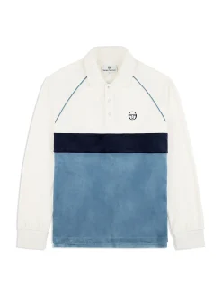 Sergio Tacchini Noci Velour Long Sleeve Polo- GARDENIA New