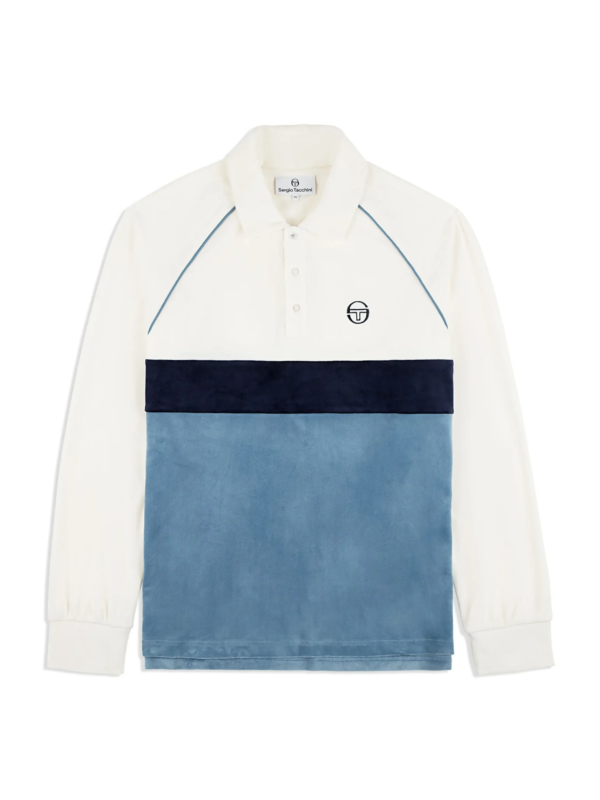 Sergio Tacchini Noci Velour Long Sleeve Polo- GARDENIA New