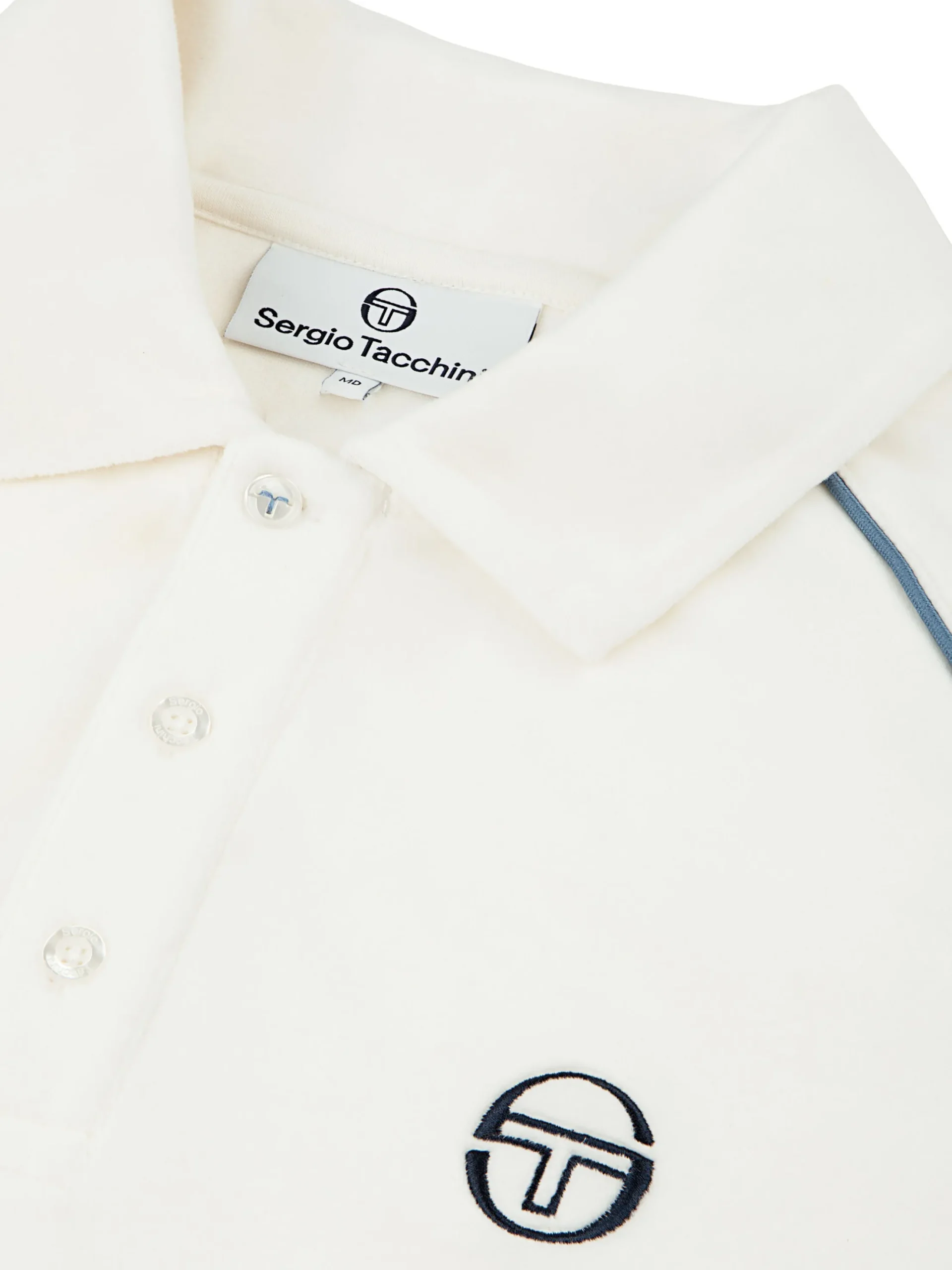 Sergio Tacchini Noci Velour Long Sleeve Polo- GARDENIA New