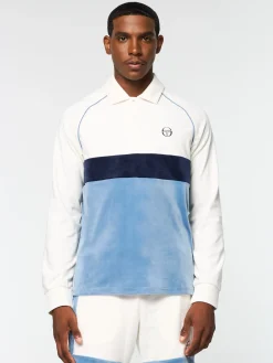 Sergio Tacchini Noci Velour Long Sleeve Polo- GARDENIA New
