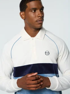 Sergio Tacchini Noci Velour Long Sleeve Polo- GARDENIA New