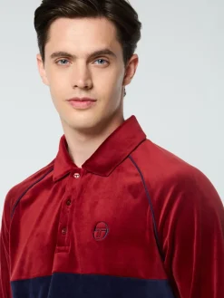 Sergio Tacchini Noci Velour Long Sleeve Polo- SUN DRIED TOMATO Clearance