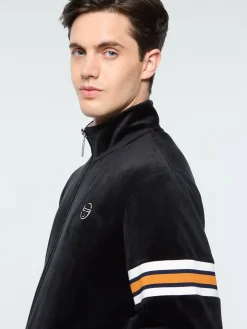Sergio Tacchini Ostuni Velour Track Jacket- BLACK BEAUTY Hot