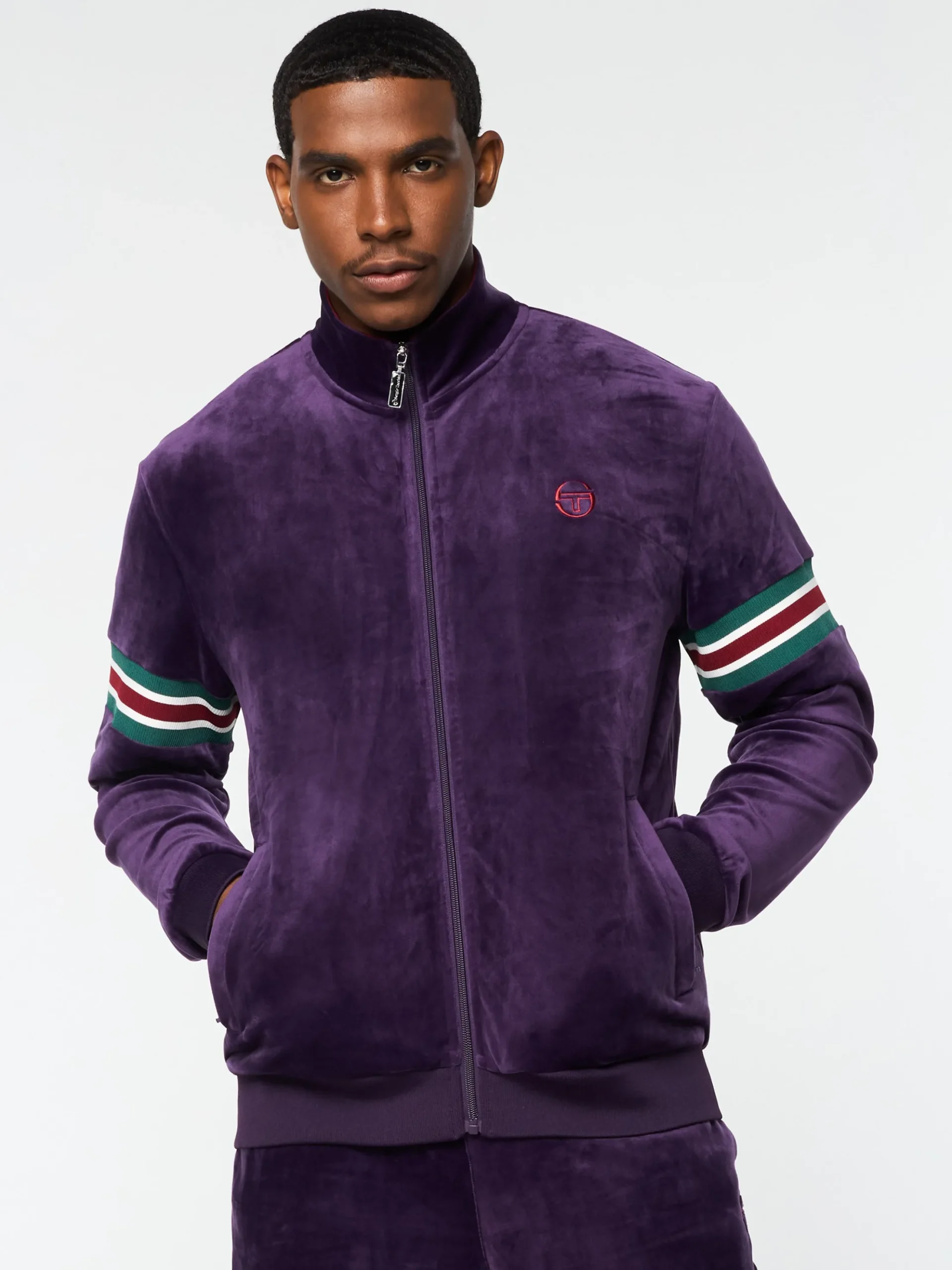 Sergio Tacchini Ostuni Velour Track Jacket- BLACKBERRY CORDIAL Online