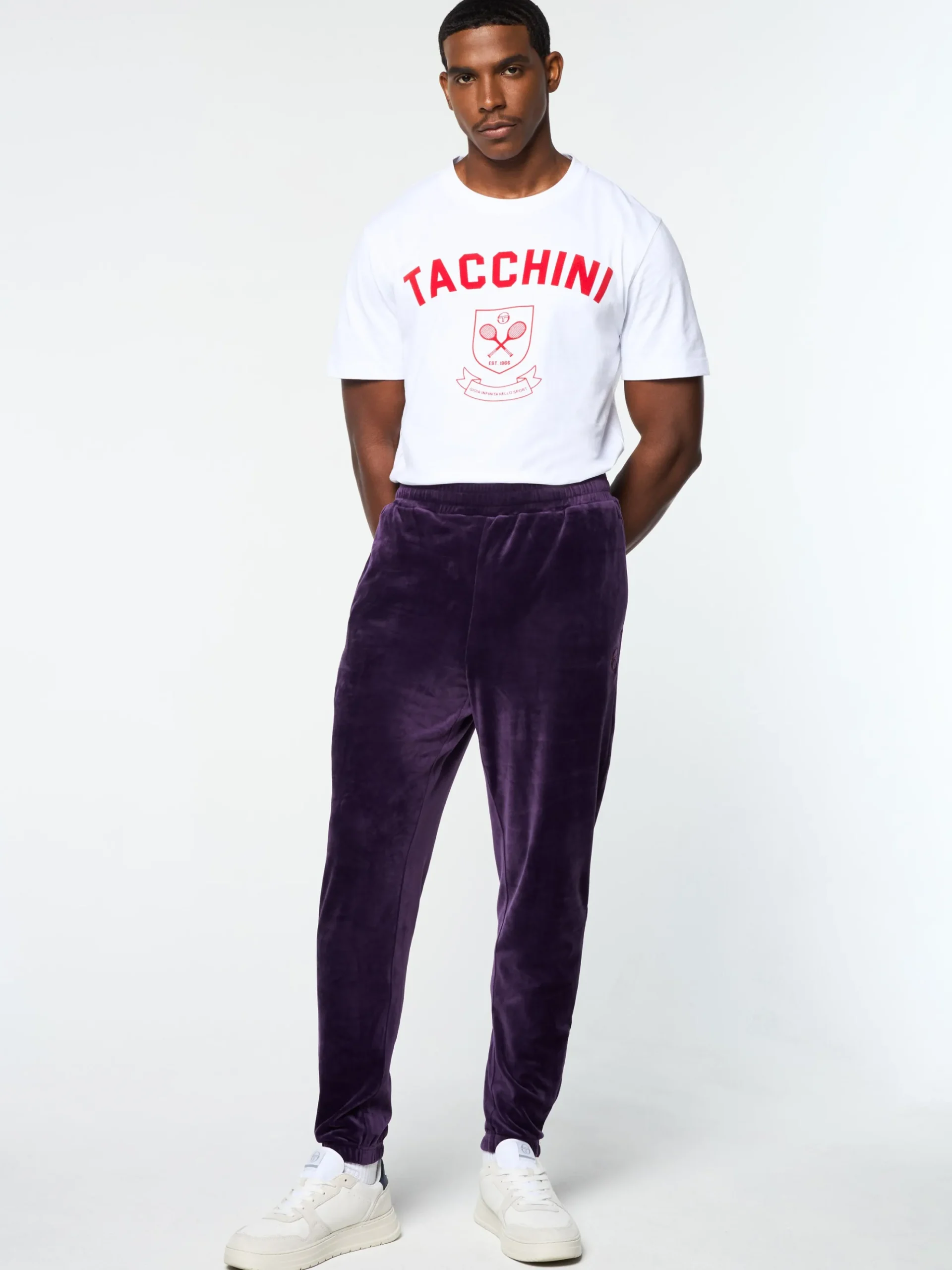 Sergio Tacchini Ostuni Velour Track Pant- BLACKBERRY CORDIAL Fashion