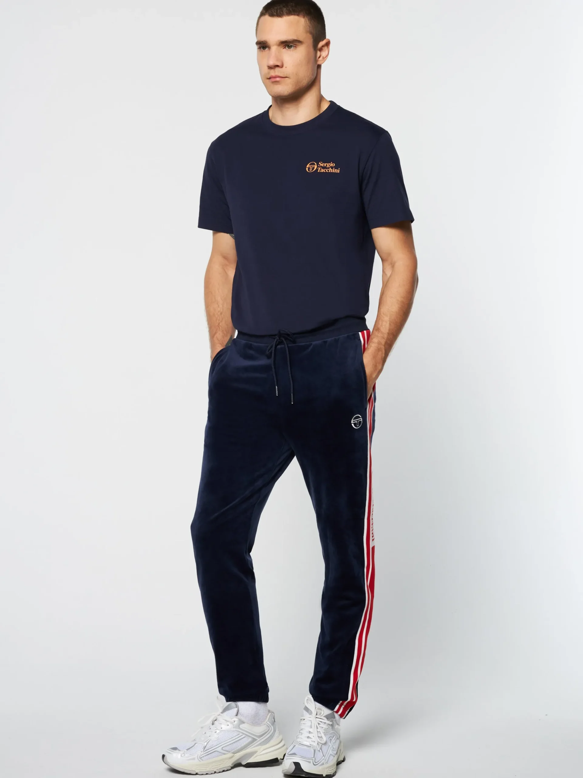 Sergio Tacchini Pereto Velour Track Pant- MARITIME BLUE Discount