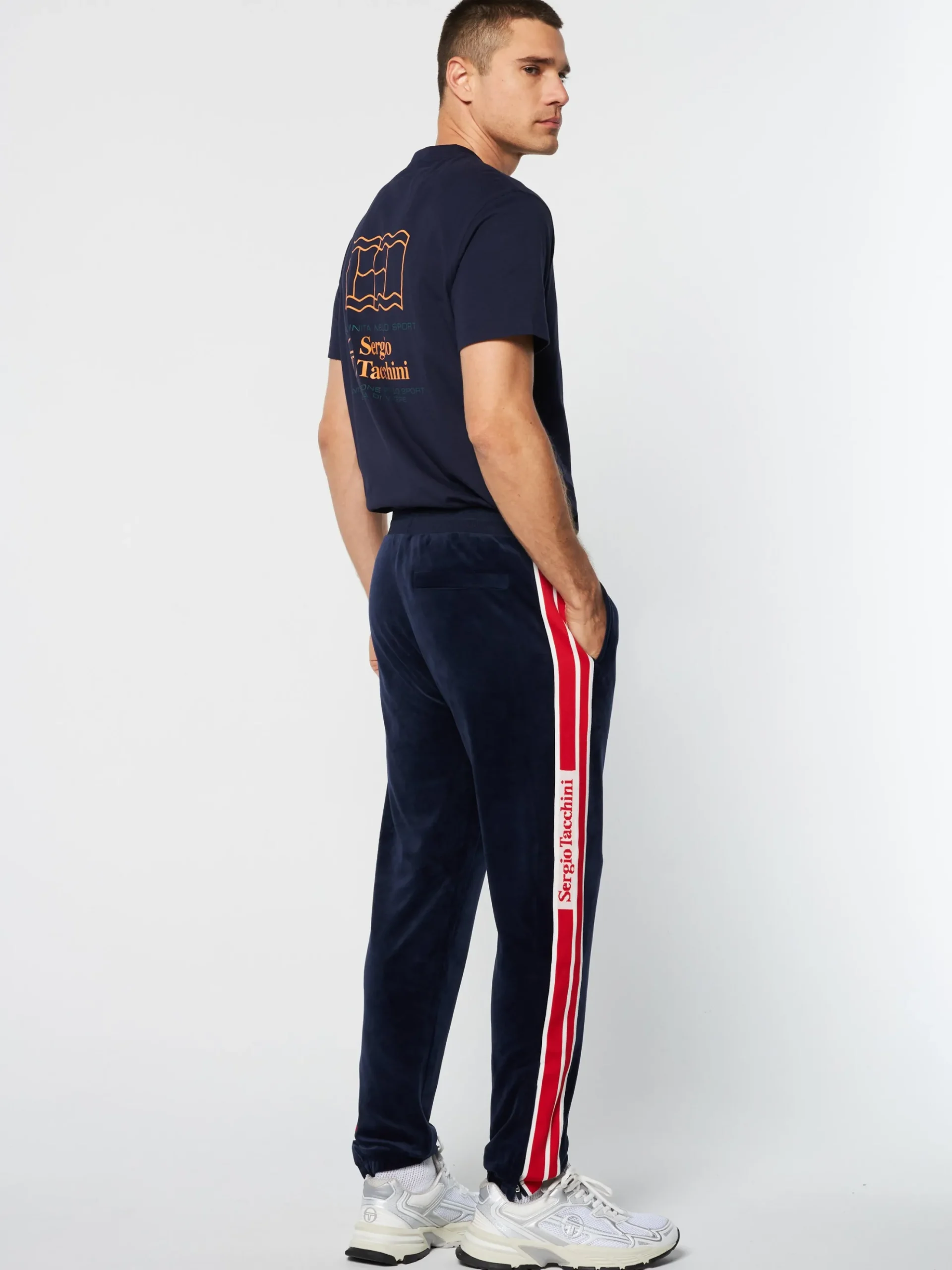 Sergio Tacchini Pereto Velour Track Pant- MARITIME BLUE Discount