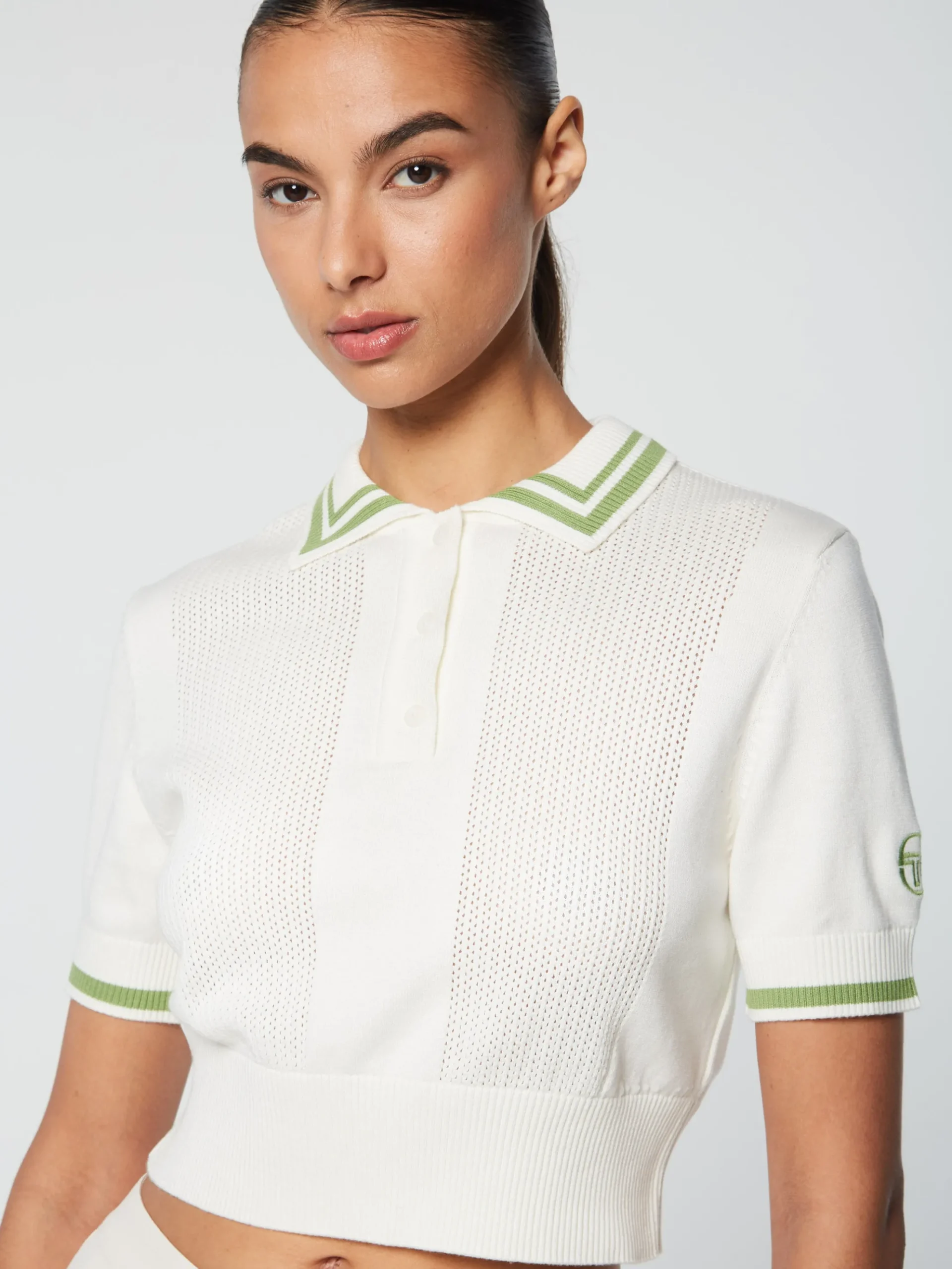 Sergio Tacchini Perla Knit Cropped Polo- GARDENIA Best
