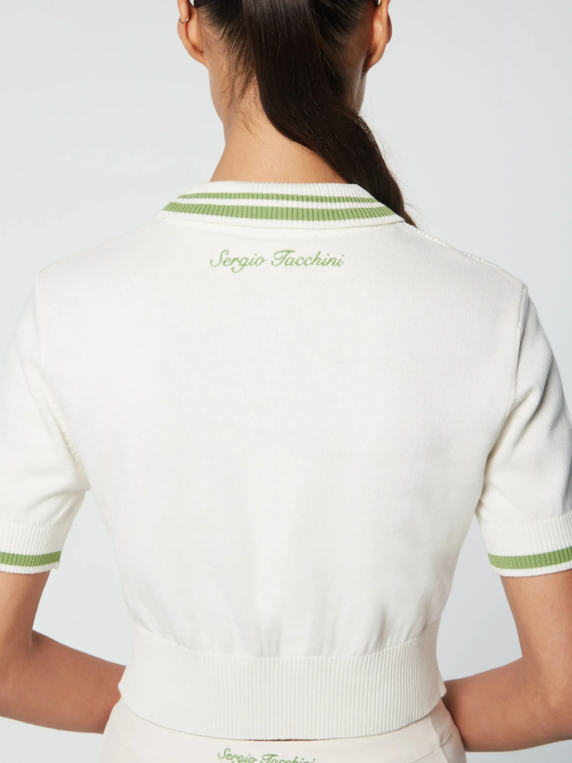 Sergio Tacchini Perla Knit Cropped Polo- GARDENIA Best