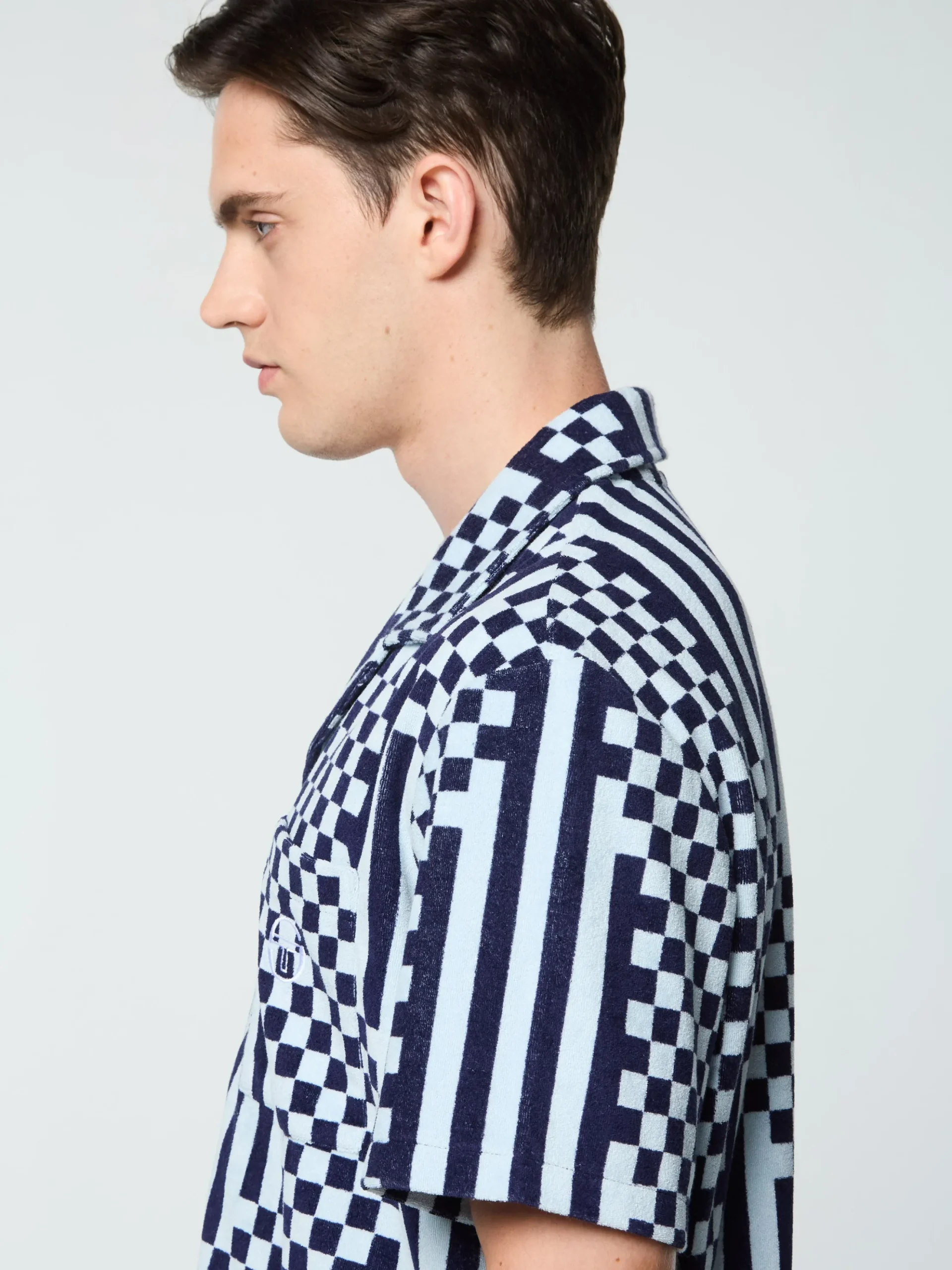 Sergio Tacchini Piastrella Terry Cabana Shirt- MARITIME BLUE Hot