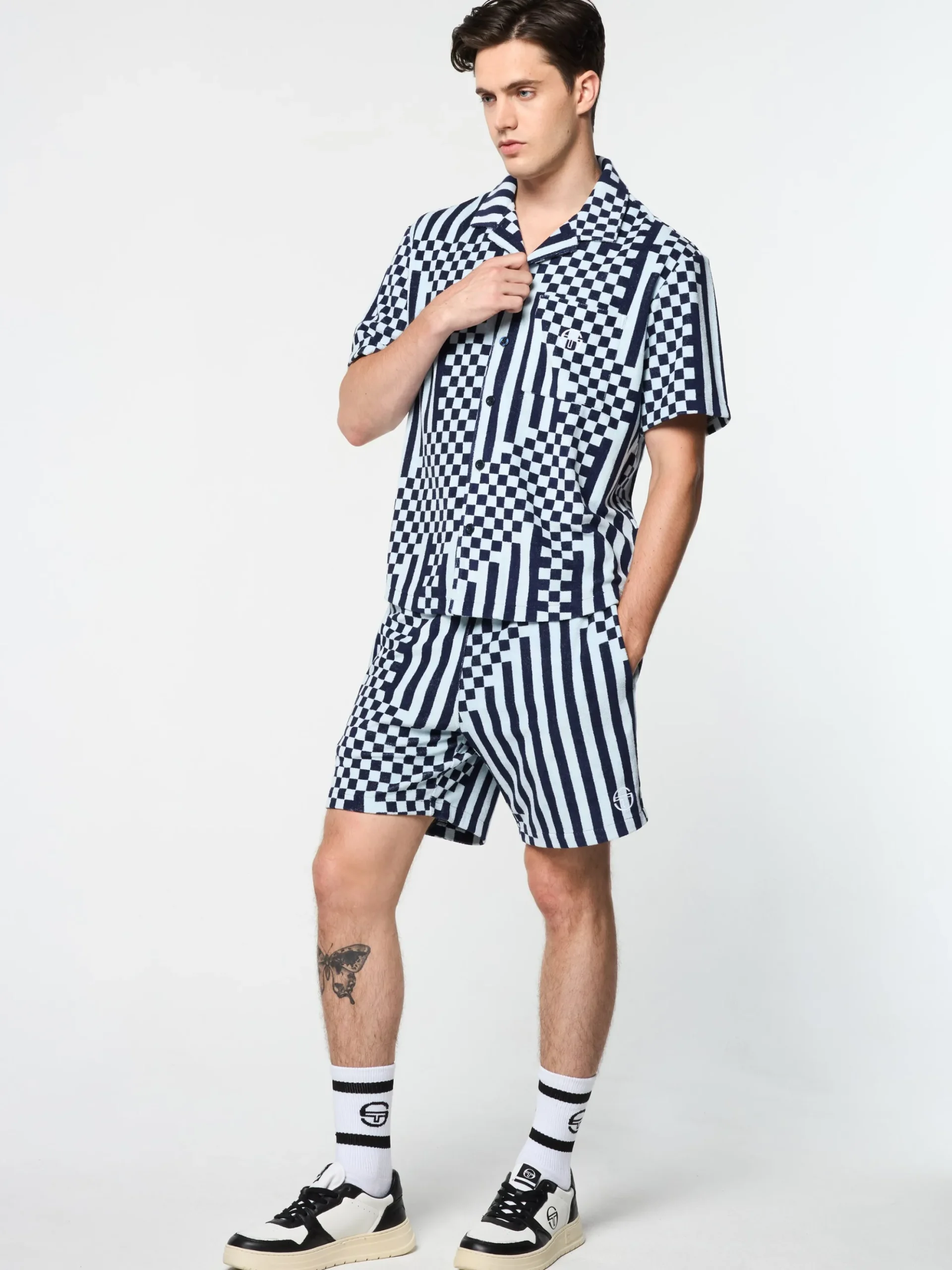 Sergio Tacchini Piastrella Terry Cabana Shirt- MARITIME BLUE Hot