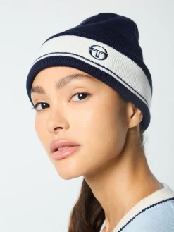 Sergio Tacchini Sellarz Knit Beanie- Maritime Blue/ Gardenia MARITIME BLUE/GARDENIA Fashion