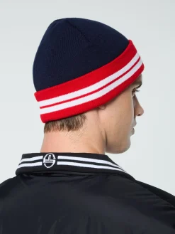 Sergio Tacchini Surgis Knit Beanie- Maritime Blue/ Adrenaline Rush/ White MARITIME BLUE/ADRENALINE RUSH/WHITE Hot