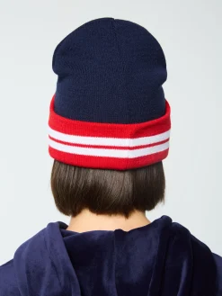 Sergio Tacchini Surgis Knit Beanie- Maritime Blue/ Adrenaline Rush/ White MARITIME BLUE/ADRENALINE RUSH/WHITE Hot