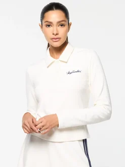 Sergio Tacchini Veneto Velour Long Sleeve Polo- GARDENIA Discount