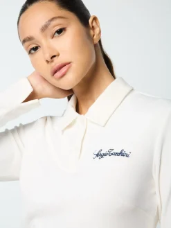 Sergio Tacchini Veneto Velour Long Sleeve Polo- GARDENIA Discount