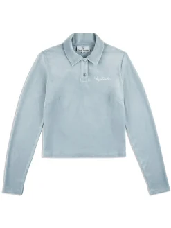 Sergio Tacchini Veneto Velour Long Sleeve Polo- CELESTIAL BLUE Online