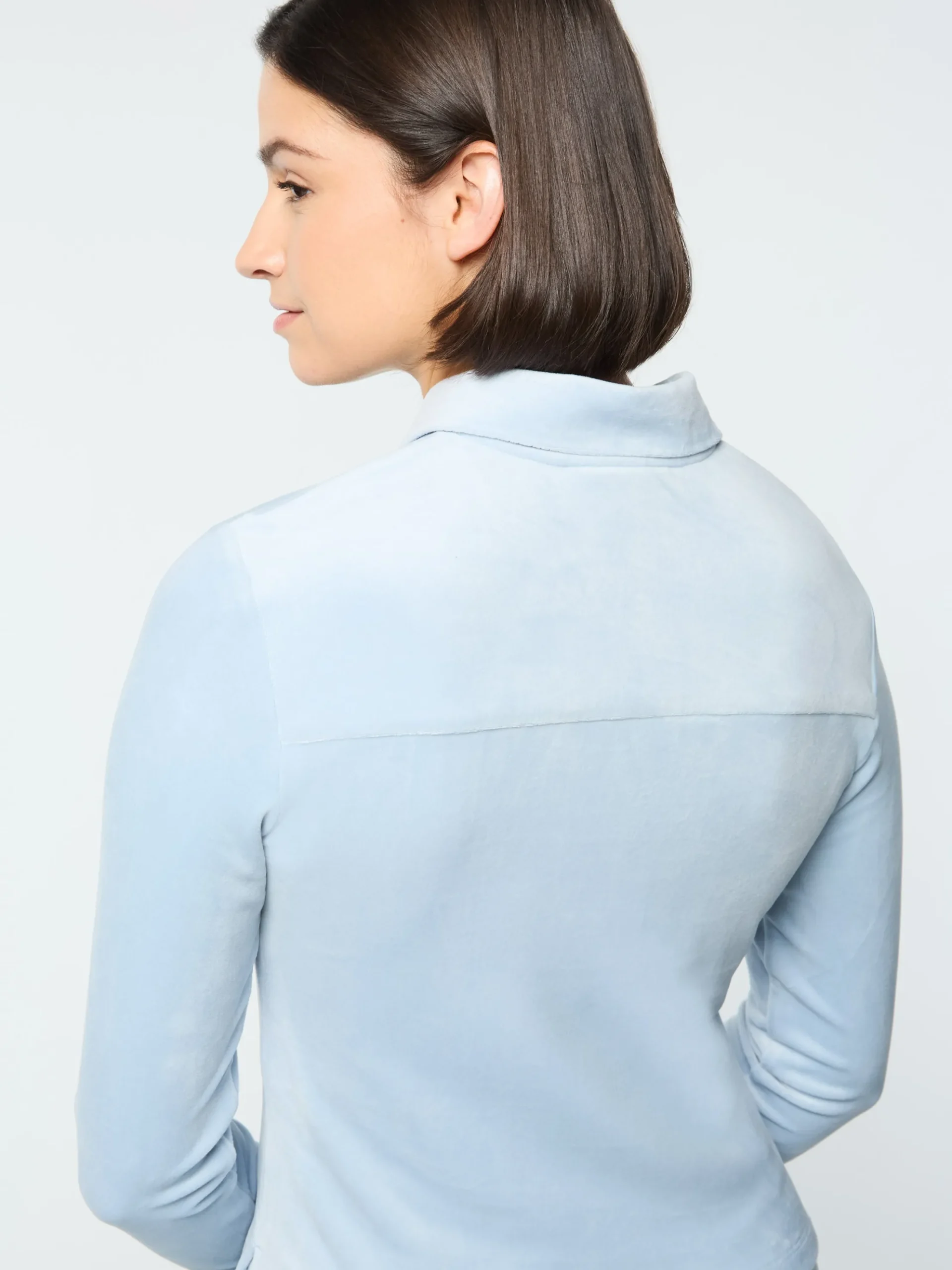 Sergio Tacchini Veneto Velour Long Sleeve Polo- CELESTIAL BLUE Online