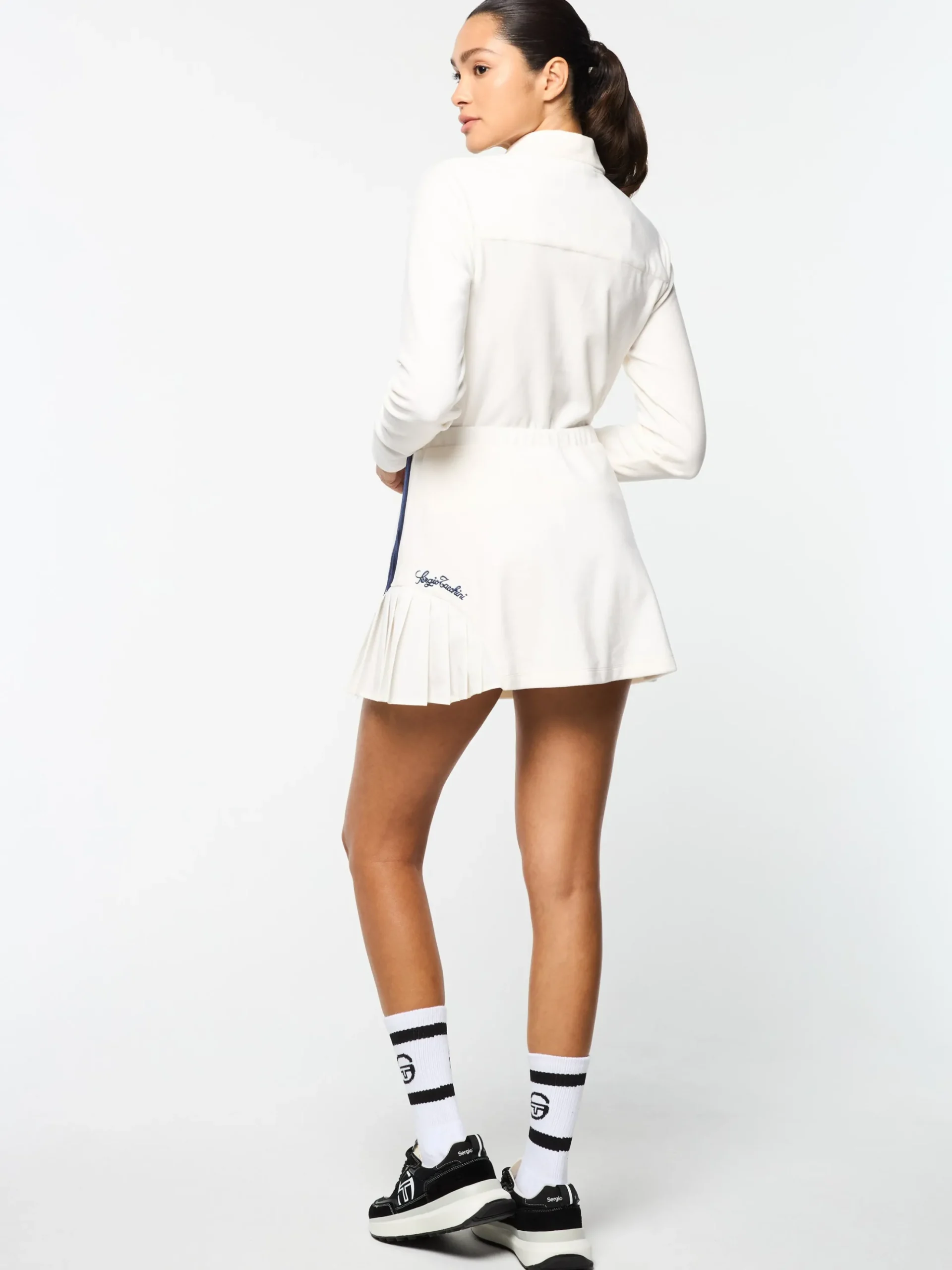 Sergio Tacchini Veneto Velour Mini Skirt- GARDENIA Hot