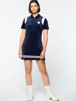 Sergio Tacchini Veneto Velour Polo Mini Dress- MARITIME BLUE Discount