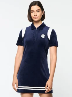 Sergio Tacchini Veneto Velour Polo Mini Dress- MARITIME BLUE Discount