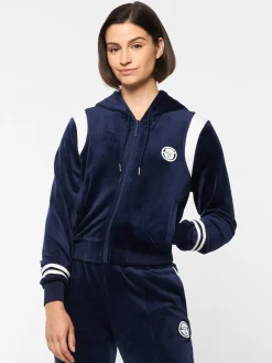 Sergio Tacchini Veneto Velour Zip-Up Hoodie- MARITIME BLUE Outlet