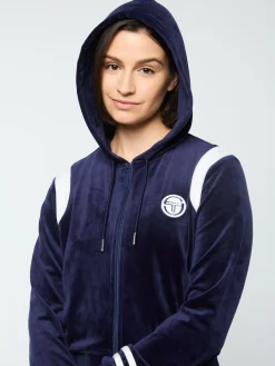 Sergio Tacchini Veneto Velour Zip-Up Hoodie- MARITIME BLUE Outlet