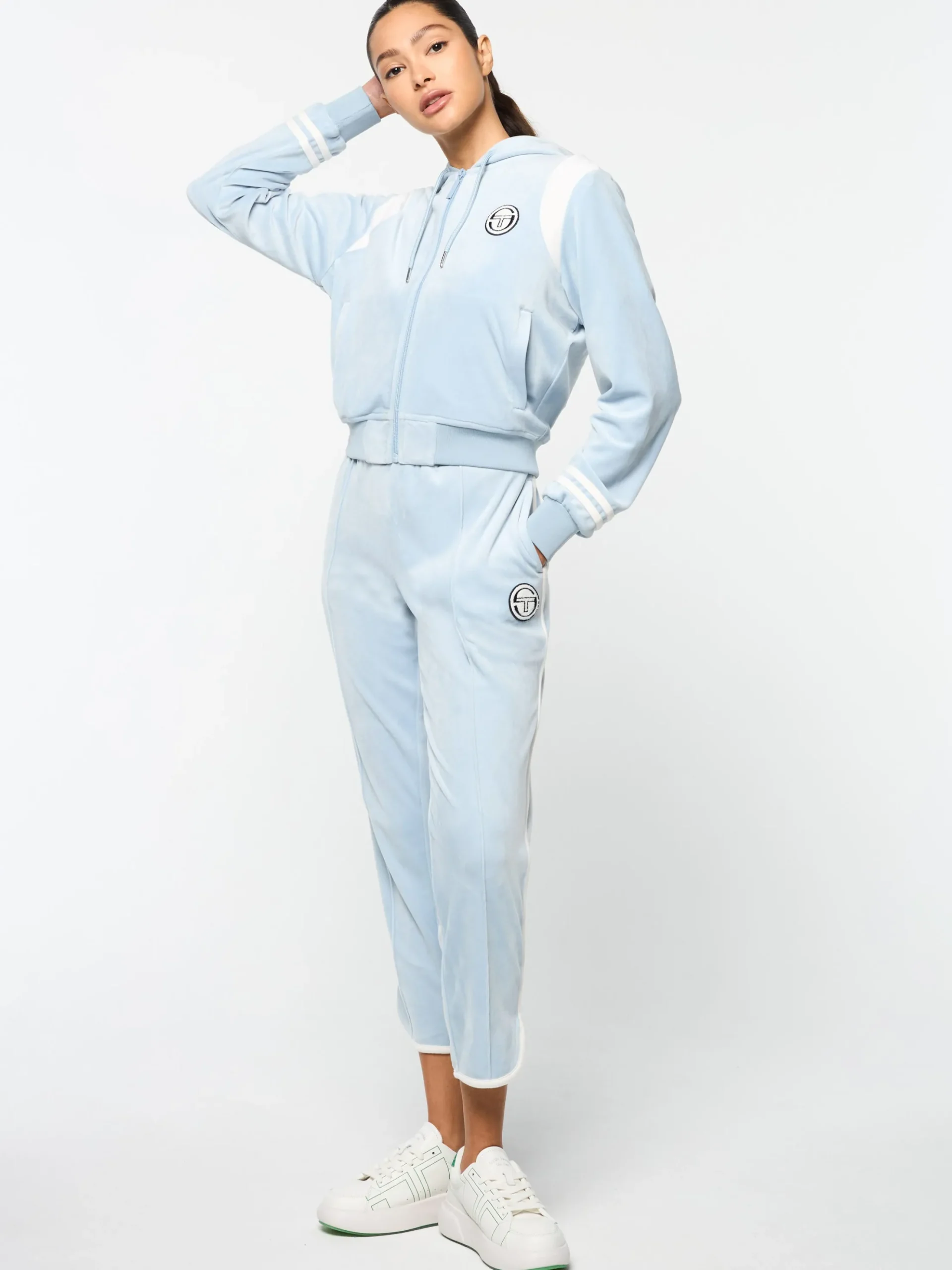 Sergio Tacchini Veneto Velour Zip-Up Hoodie- CELESTIAL BLUE Sale