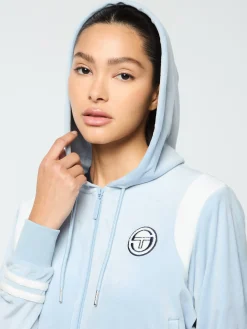 Sergio Tacchini Veneto Velour Zip-Up Hoodie- CELESTIAL BLUE Sale