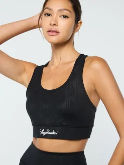 Sergio Tacchini Viano Printed Sports Bra- BLACK BEAUTY New