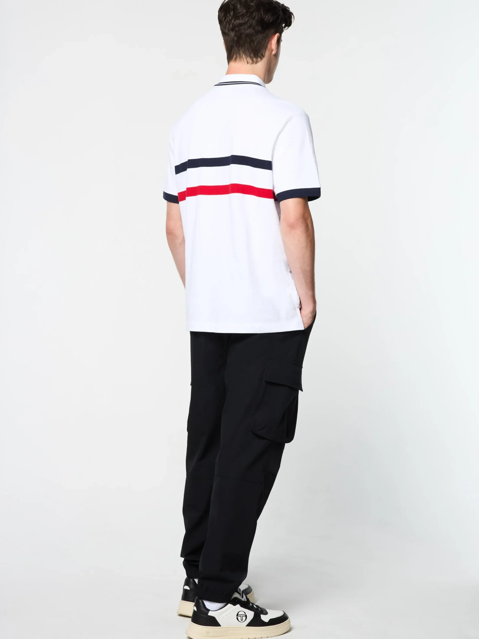 Sergio Tacchini Vieste Stripe Polo- BRILLIANT WHITE Discount