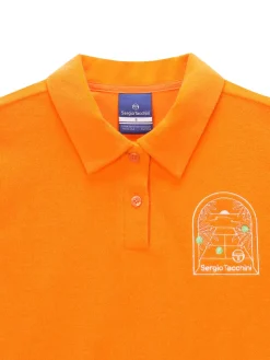 Sergio Tacchini Women's Terry Polo Shirt- ORANGE New