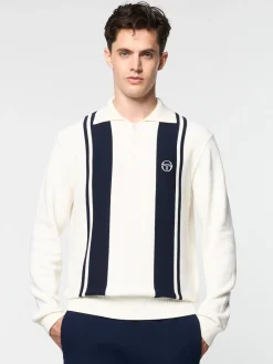 Sergio Tacchini Young Line Knit Long Sleeve Polo- GARDENIA Outlet