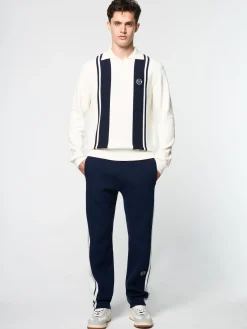 Sergio Tacchini Young Line Knit Long Sleeve Polo- GARDENIA Outlet