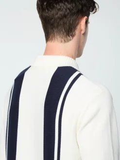 Sergio Tacchini Young Line Knit Long Sleeve Polo- GARDENIA Outlet